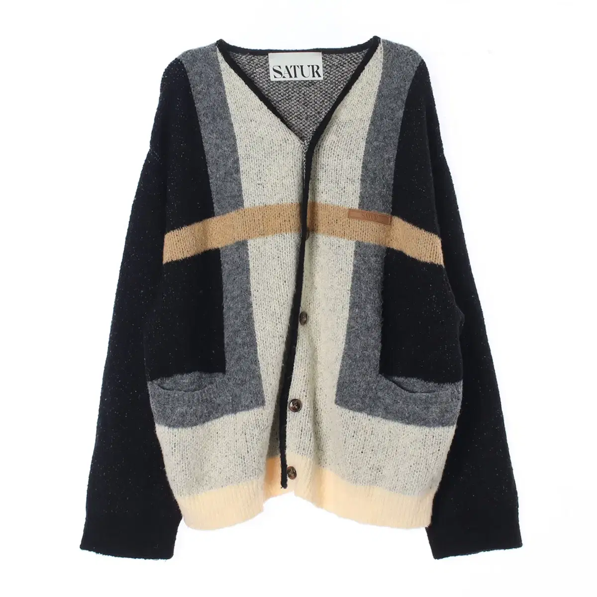 [XL]SATURSetter colorblocked wool-blend cardigan