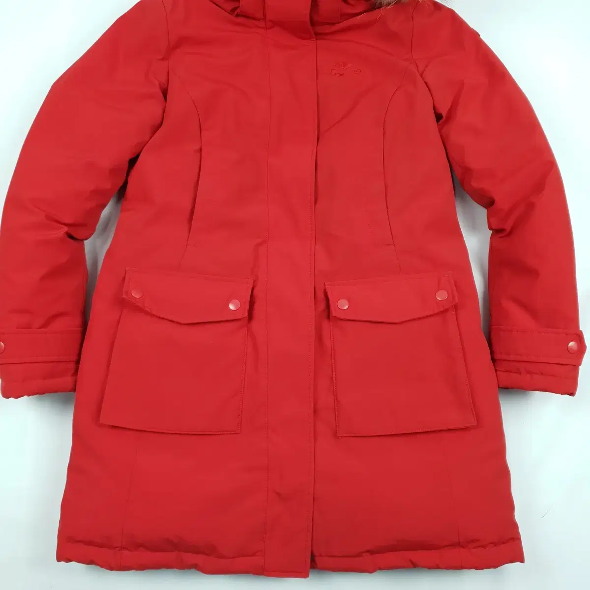 Nepa Women's Raccoon Fur Duck Down Half Jacket in Red (90)