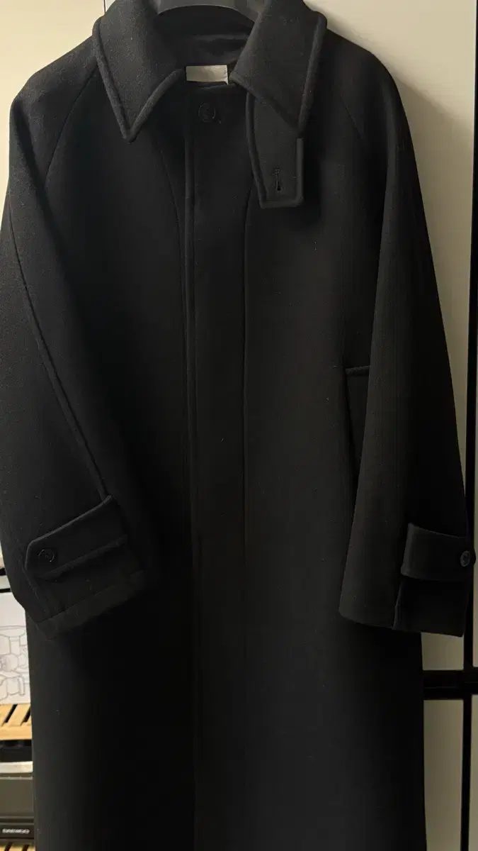 Belle 23FW Maxi Melton Wool Balmacan Coat Black Size S