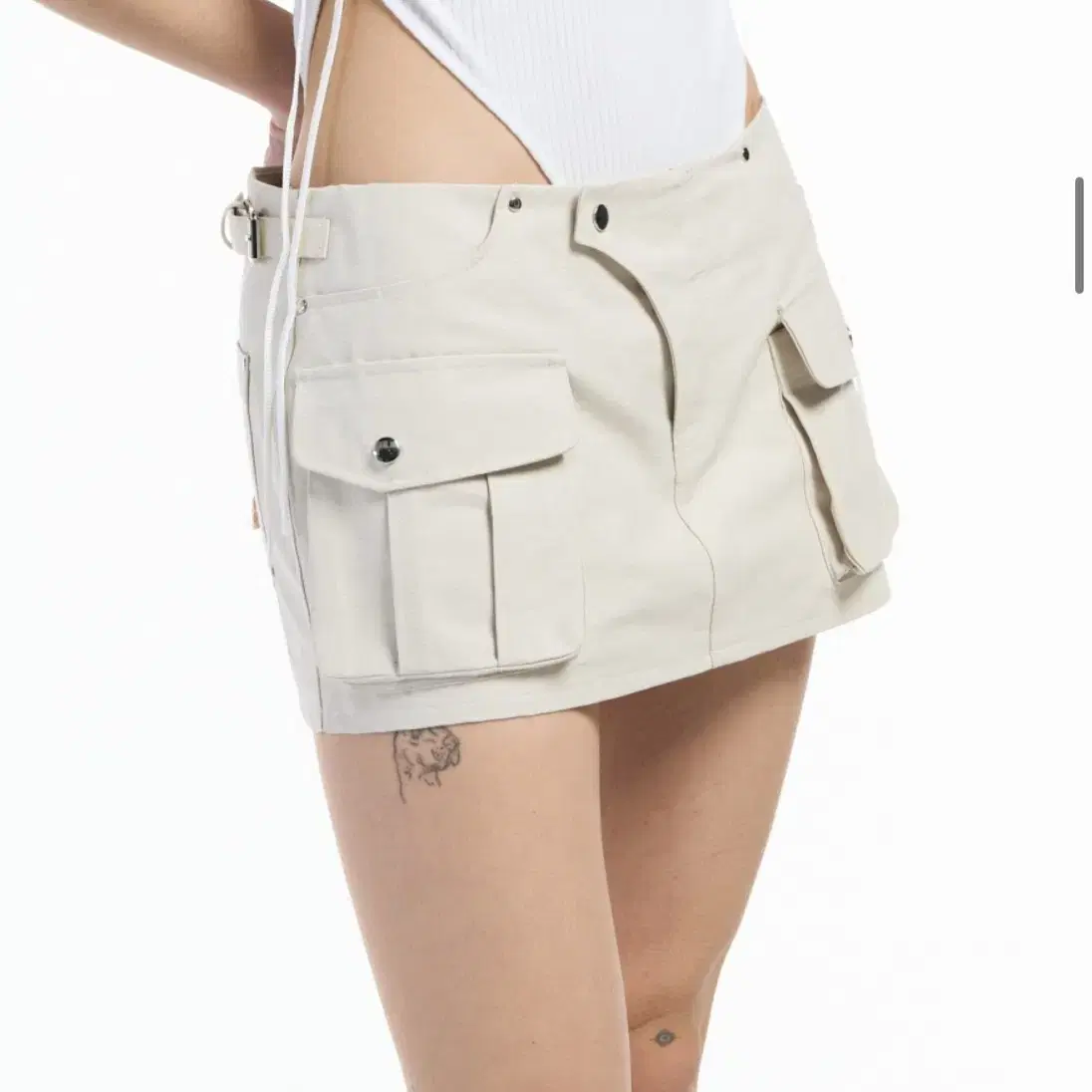 셋업이엑스이 Micro mini cargo Skirt pants [Cre