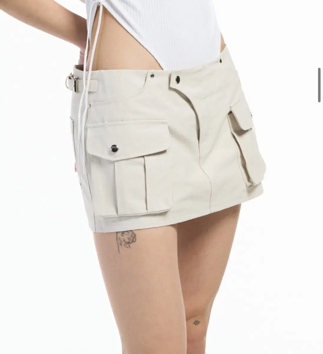 셋업이엑스이 Micro mini cargo Skirt pants [Cre