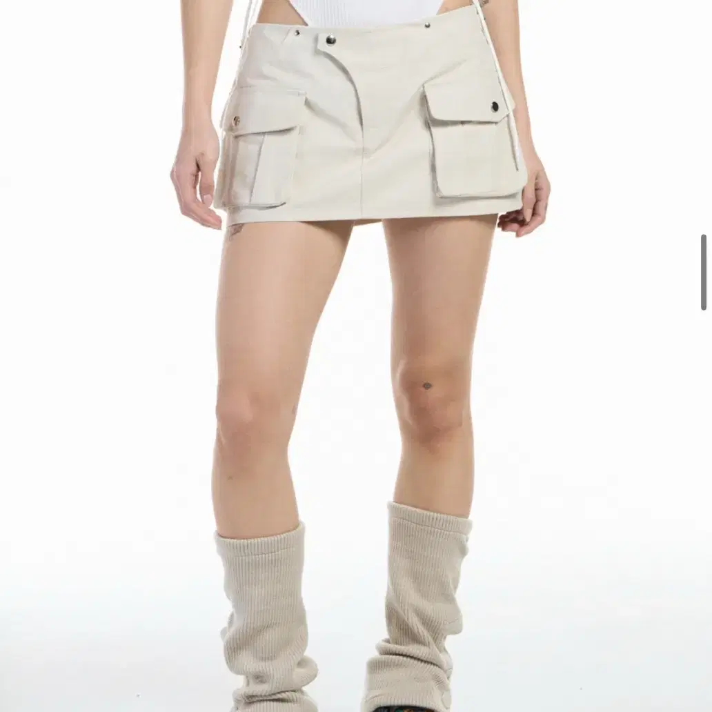 셋업이엑스이 Micro mini cargo Skirt pants [Cre