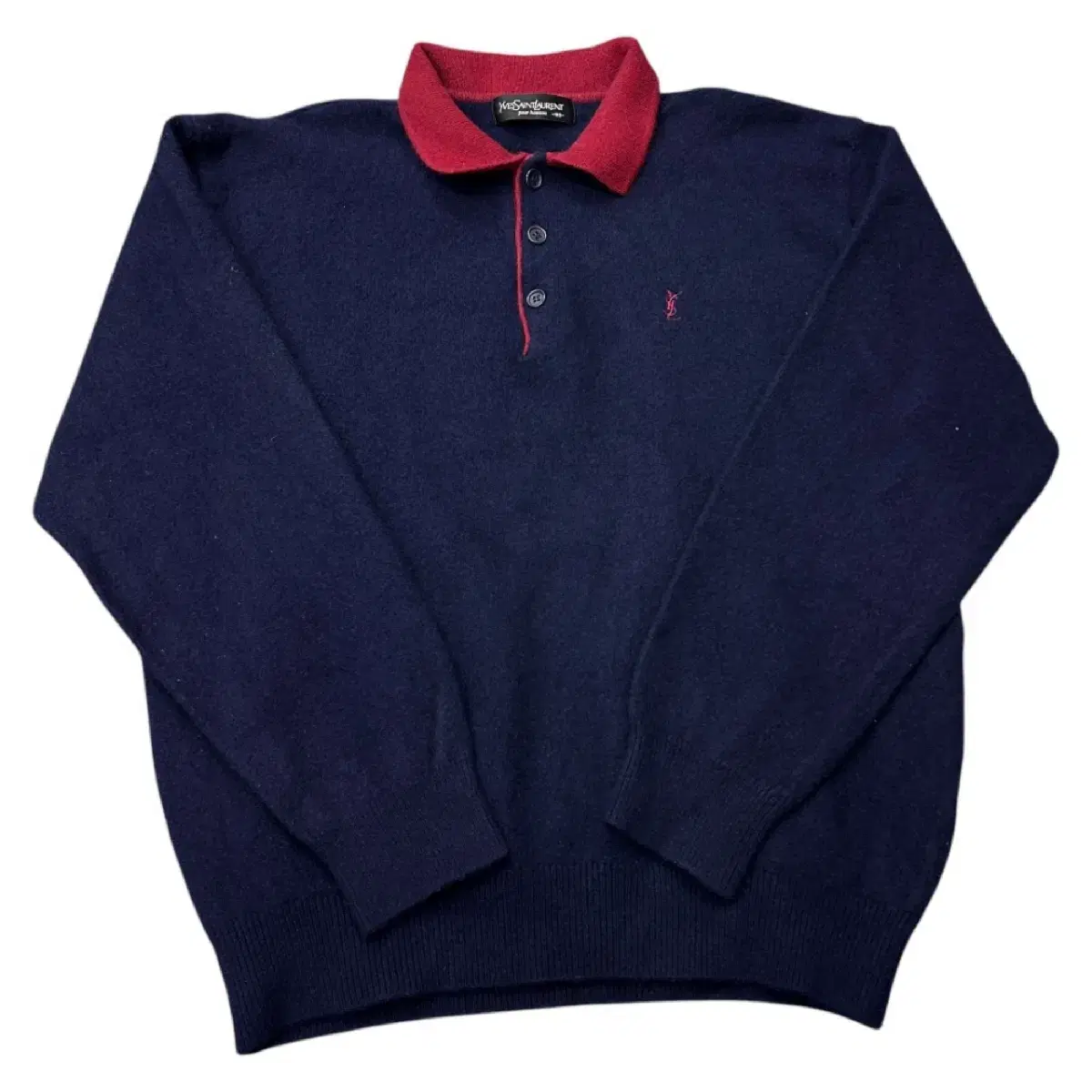 Yves Saint Laurent Burgundy kara Navy knit 105