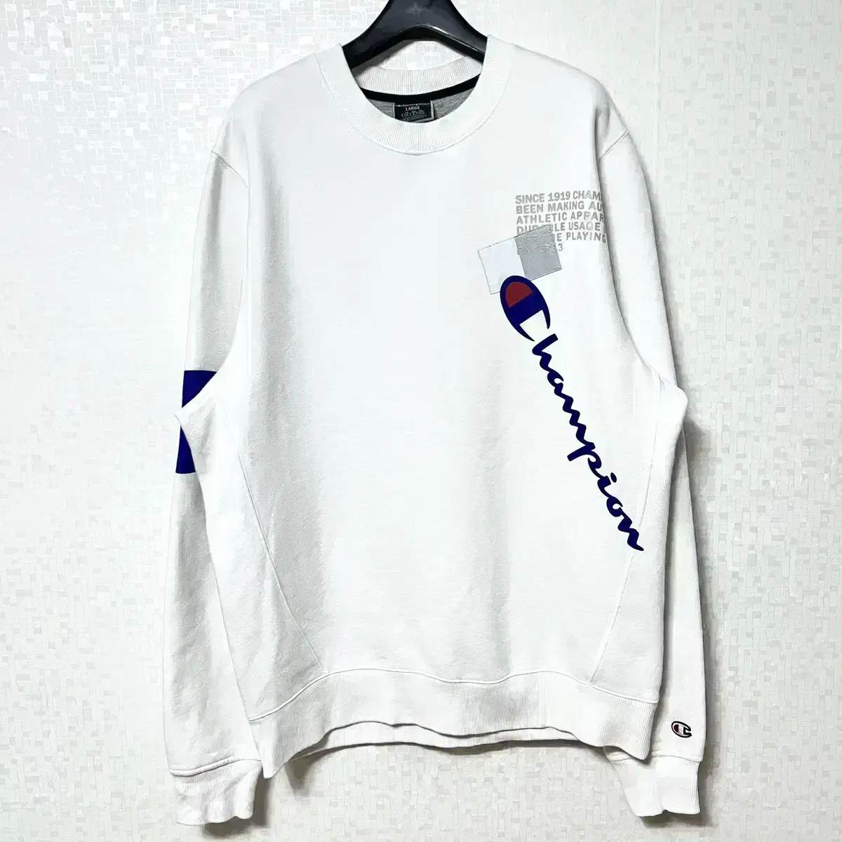 [L,100]Champion Big Logo Overfit Man-to-Man White