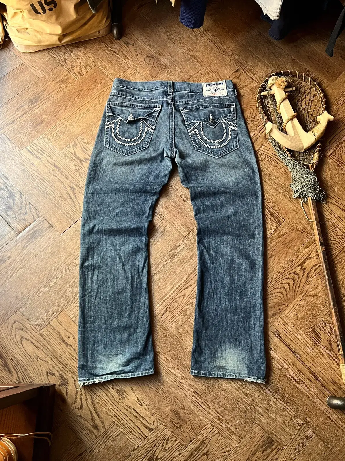 [38]Truly Legion Made in USA vintage-washed denim pants.