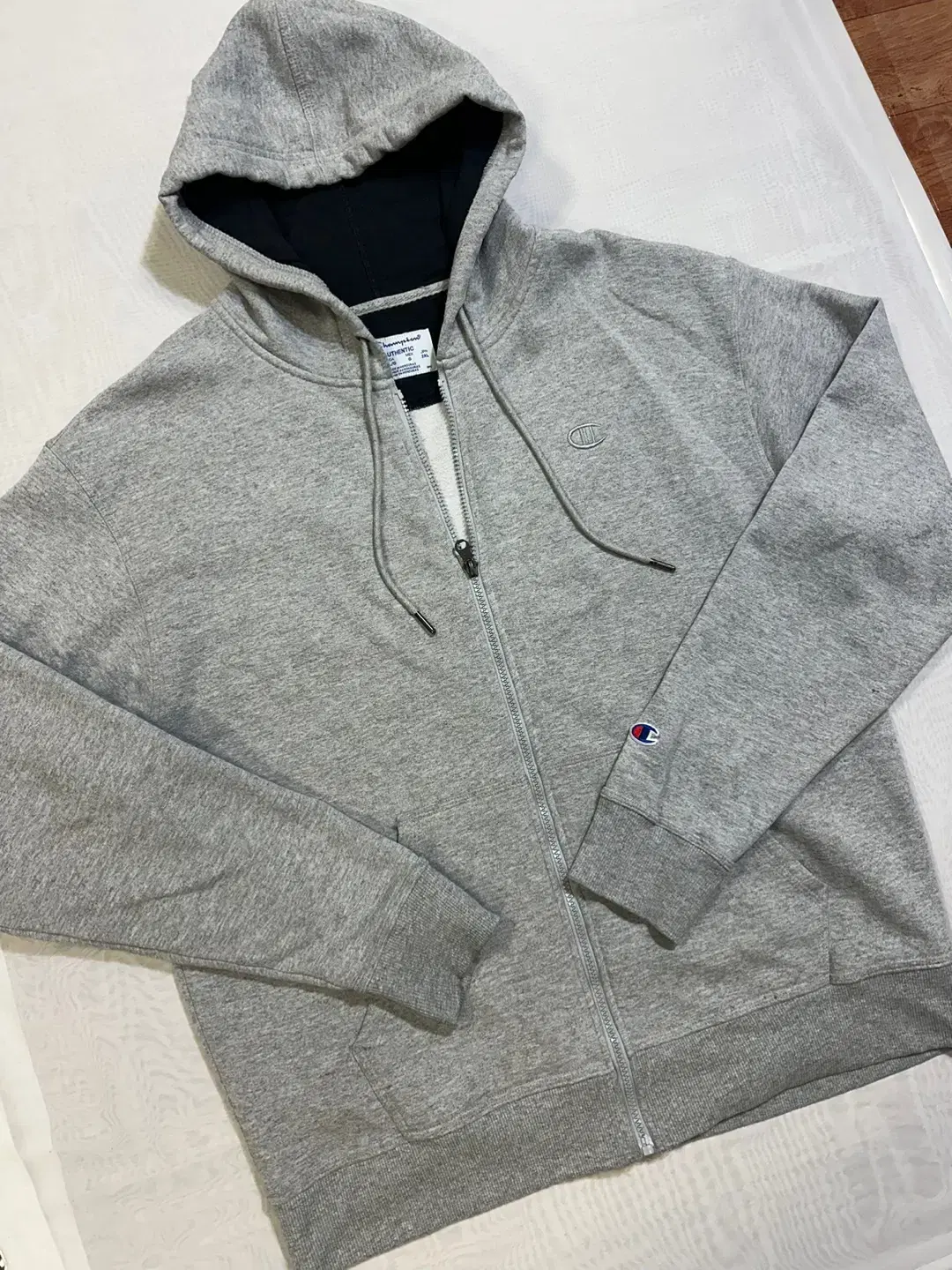 [2XL] Champion Hooded Zip-up Grey