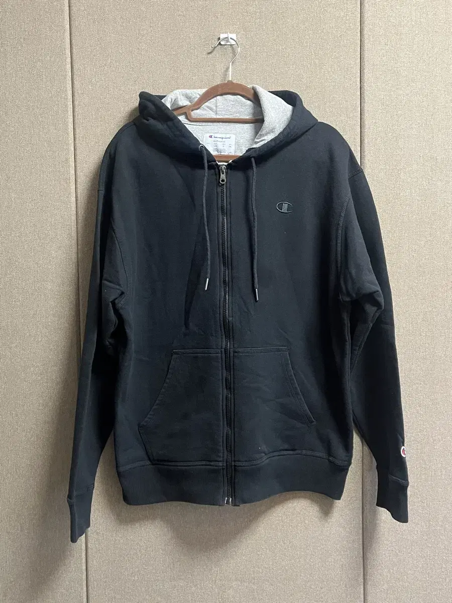 Champion Black Brushed Hoodie Zip-Up L