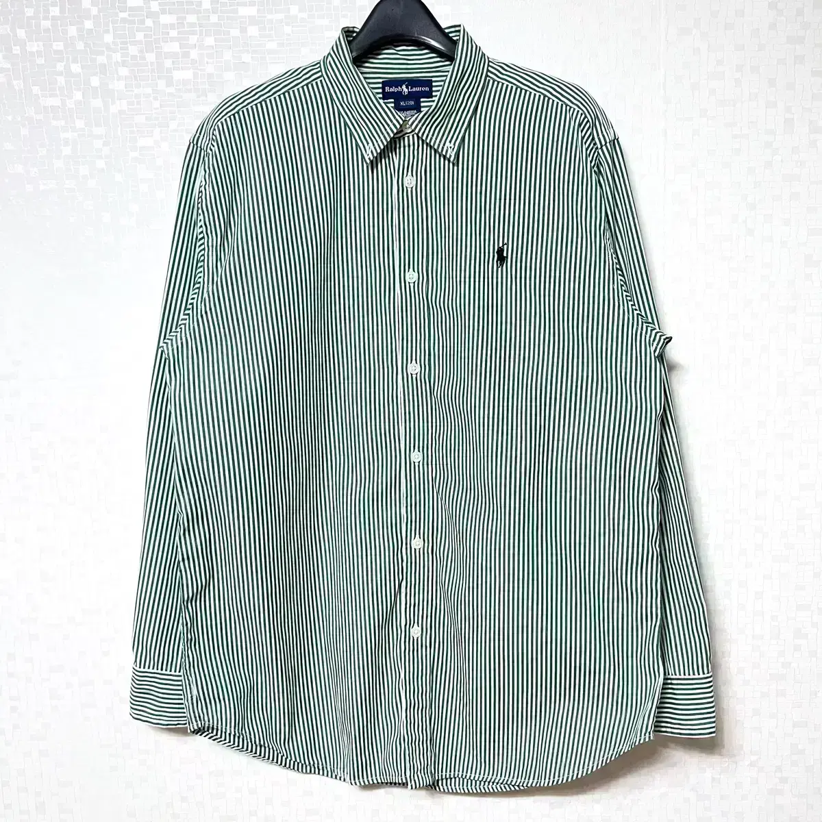 [M,95](Genuine) Polo Stripe Shirt Southern Green