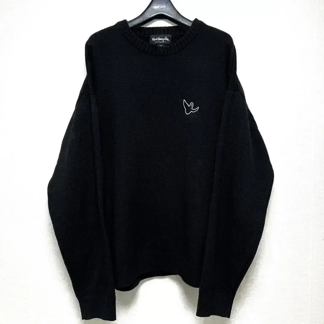 [L,100]Marc Gonzalez Black angel logo knit sweater