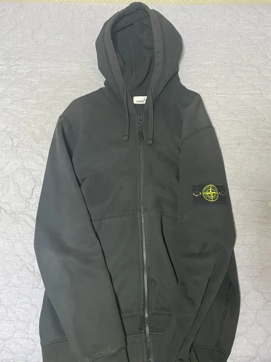 Stone Island Hooded Zip Up Black L