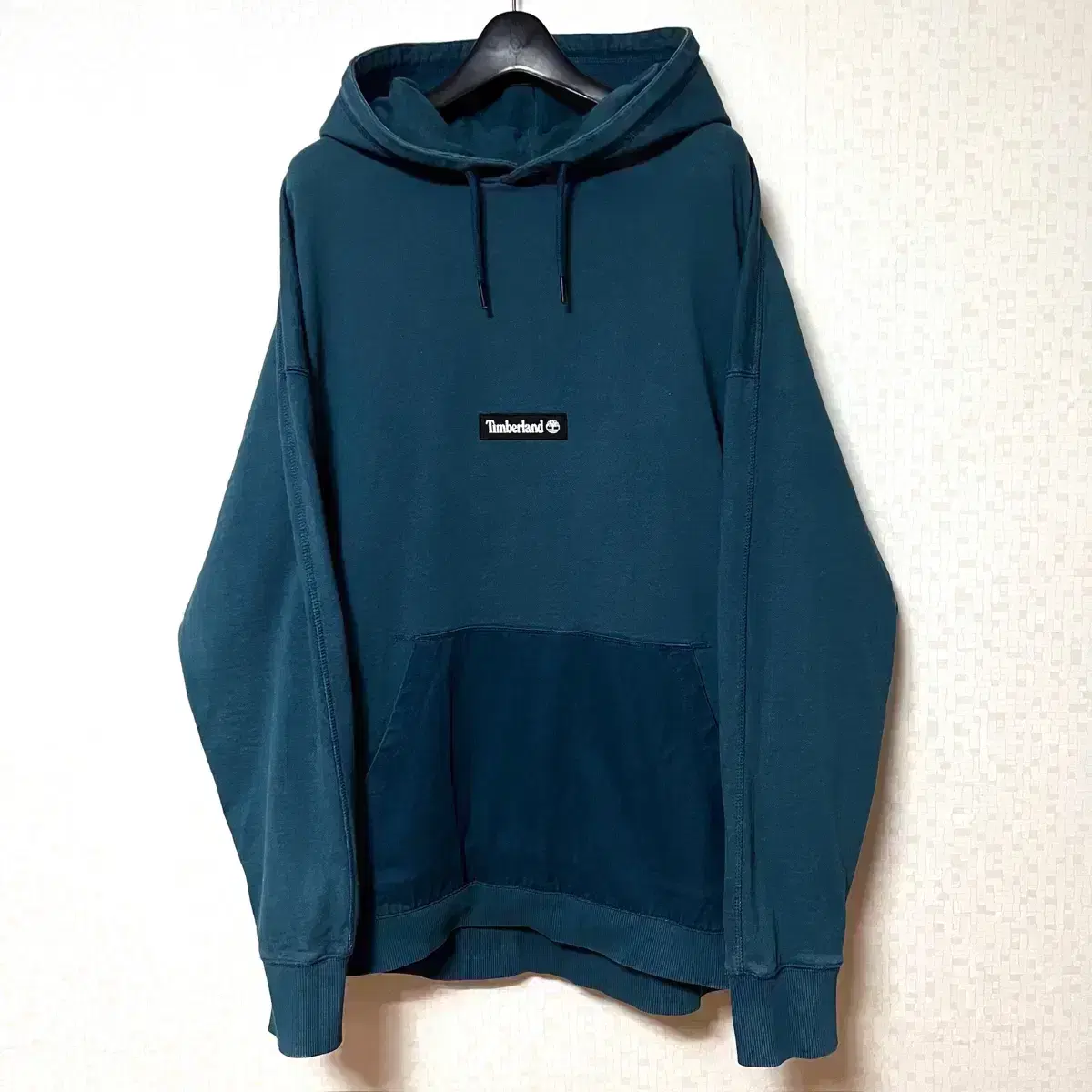 [L,100]Timberland Big Logo Hoodie Turquoise