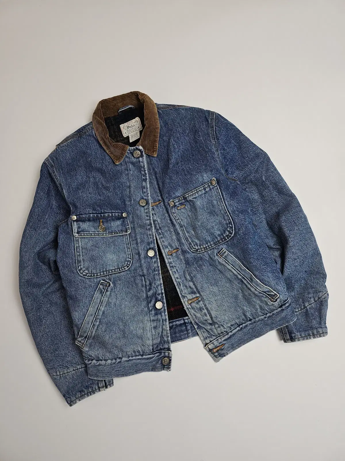 80's USA Polo BlanketLined Denim Jacket L(90~95) / 8305