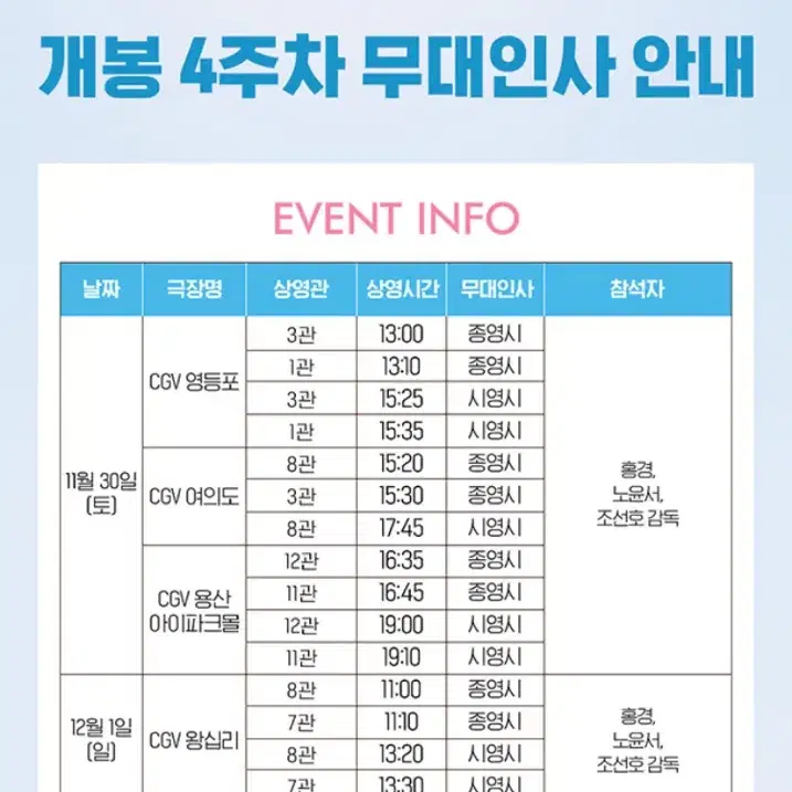 (정가)청설: 30(토)cgv영등포(B오블*통로X,1석)/무대인사