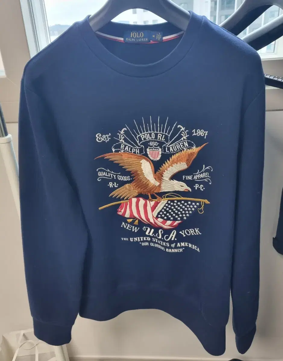 polo ralph lauren navy stars and stripes eagle embroidery man to man m size domestic100 sells