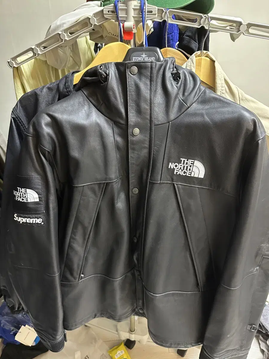 [L]18FW Supreme The North Face Leather Mountain Black Jacket