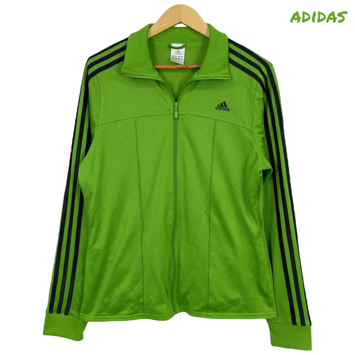 3211 adidas Lime Green Black Three-Wire Track Top Jersey Zip Up