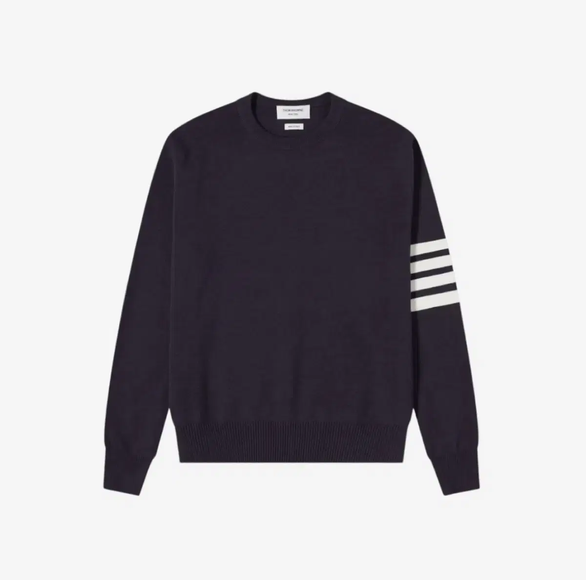 Thom Browne Milano Stitched Diagonal Crewneck Pullover Knit Navy