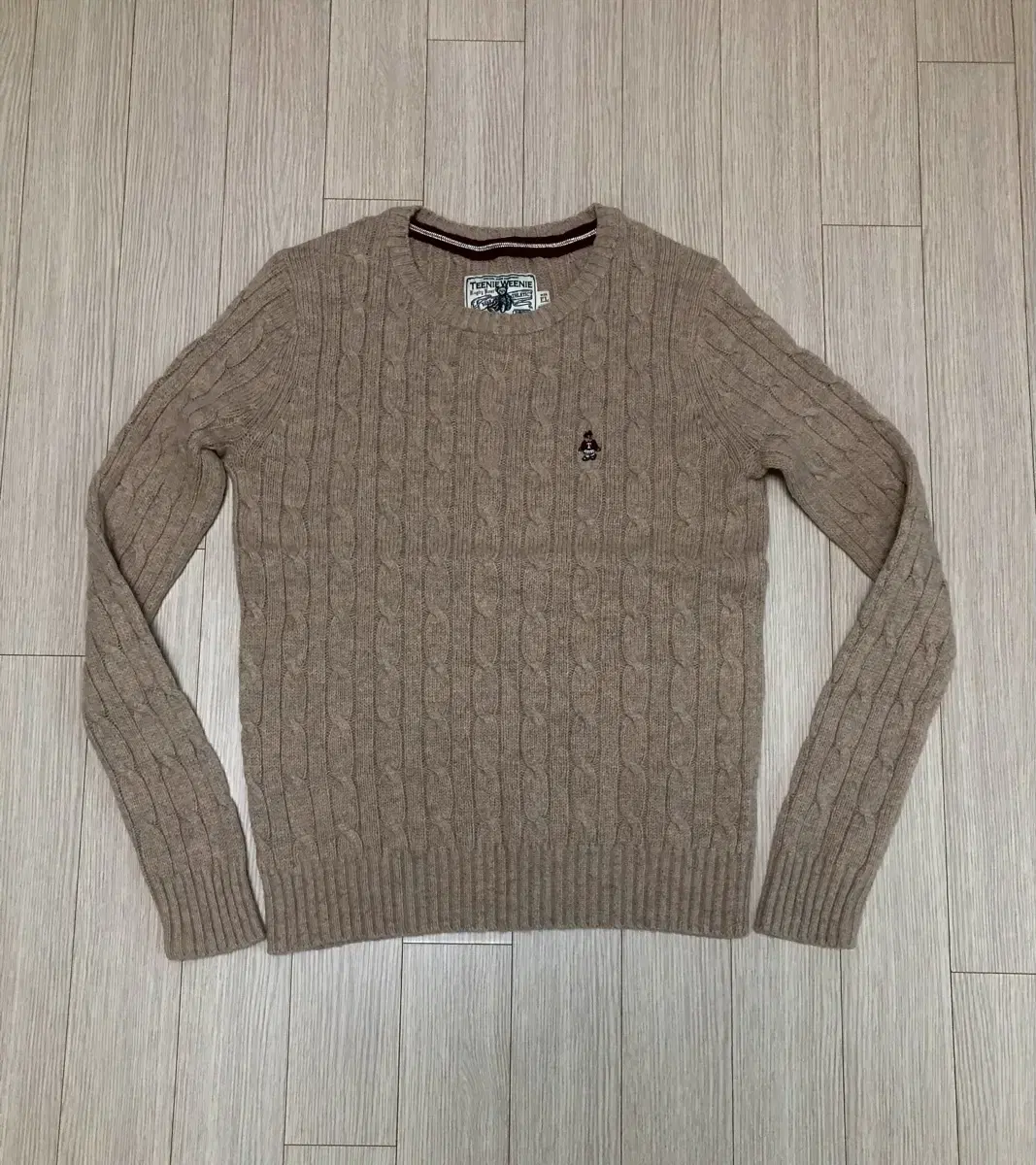 FL Tinnie Winnie Wool Pretzel Knit Vintage Cable Knit Beige Brown Mocha Y2K