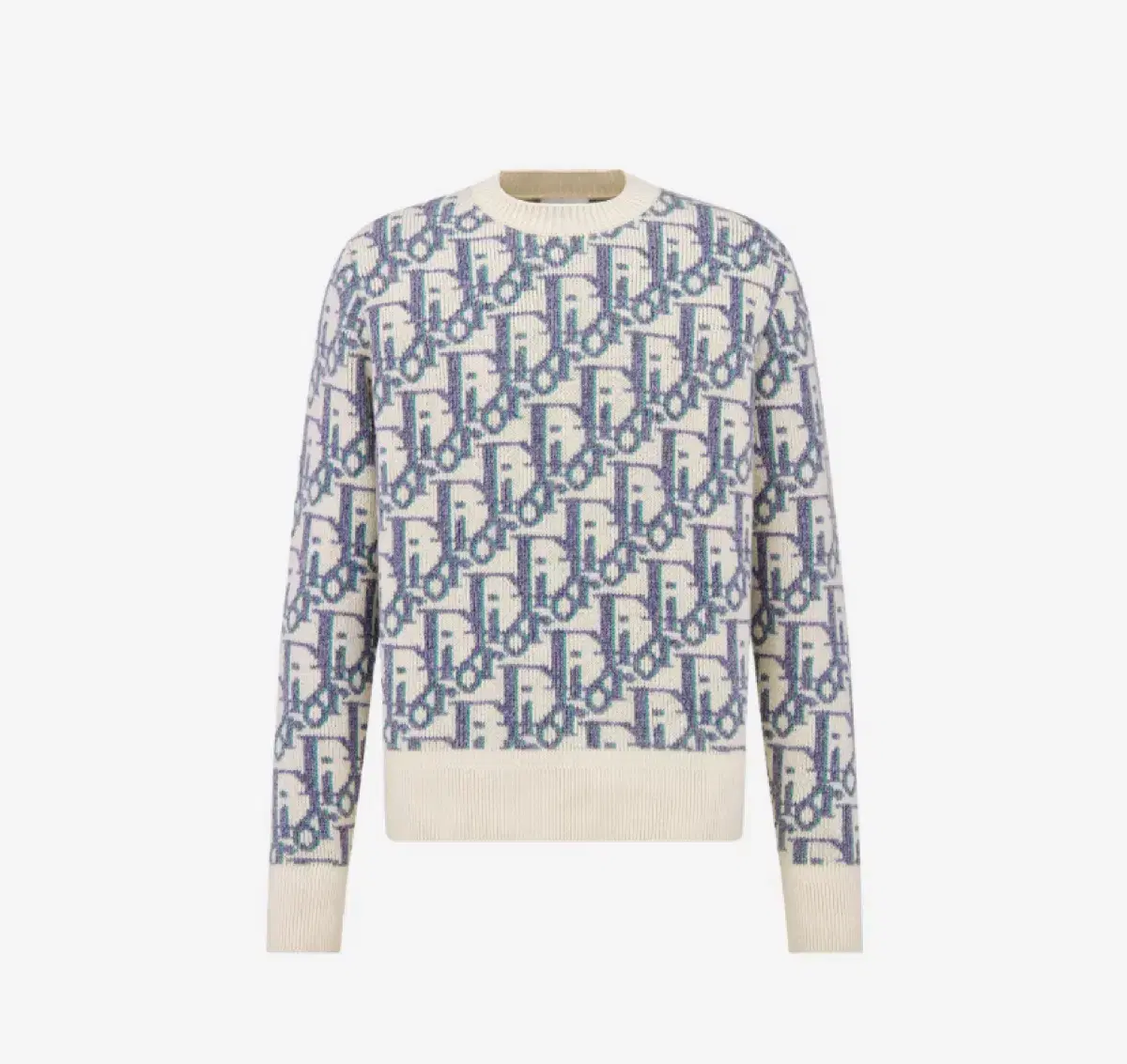 [L] Dior Oblique Sweater White Mauve Sea Green Wool Jacquard