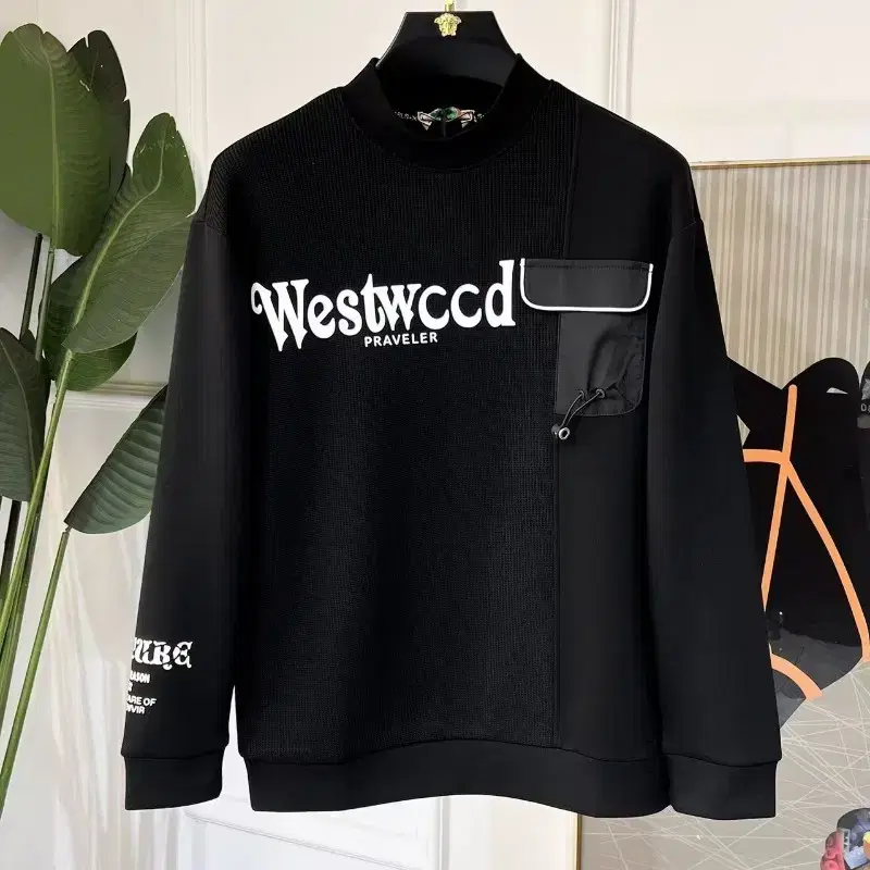 vivienne Westwood 블랙 가슴 포켓 맨투맨