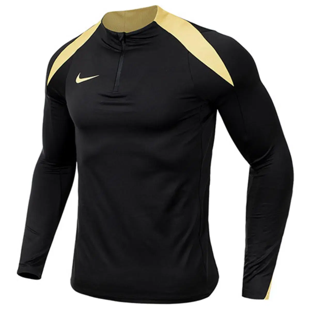 Nike Dry Fit Strike Football Half Zip Drill Top Black Jersey Gold