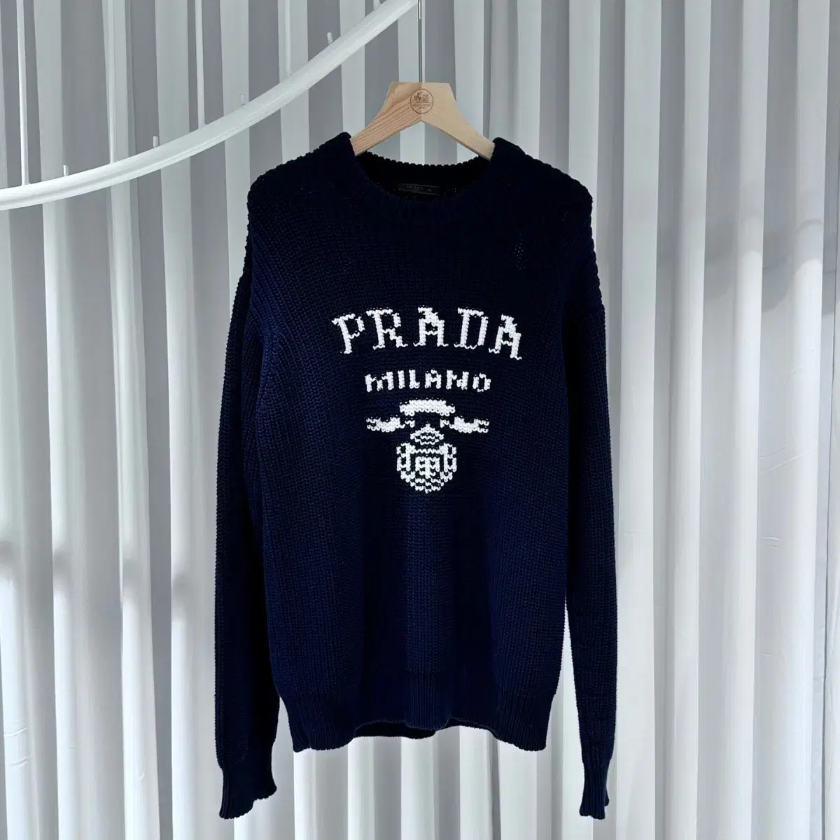 Prada Jasarogo Intarsia Heavy Wool Knit / 50