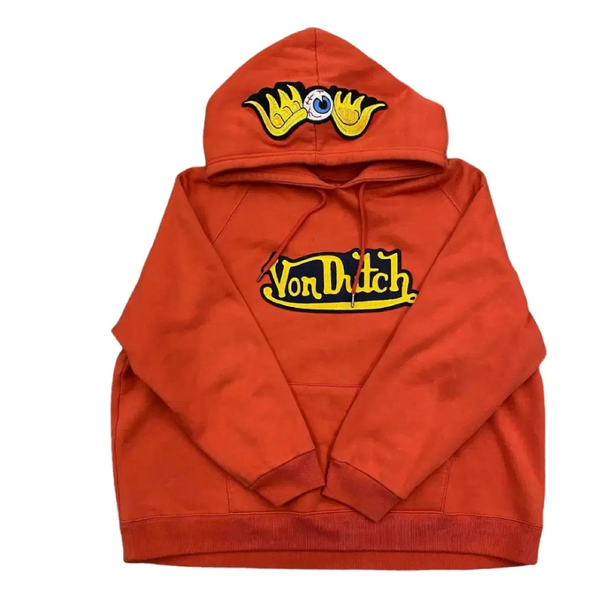 Orange hoodie with bone-touch embroidery