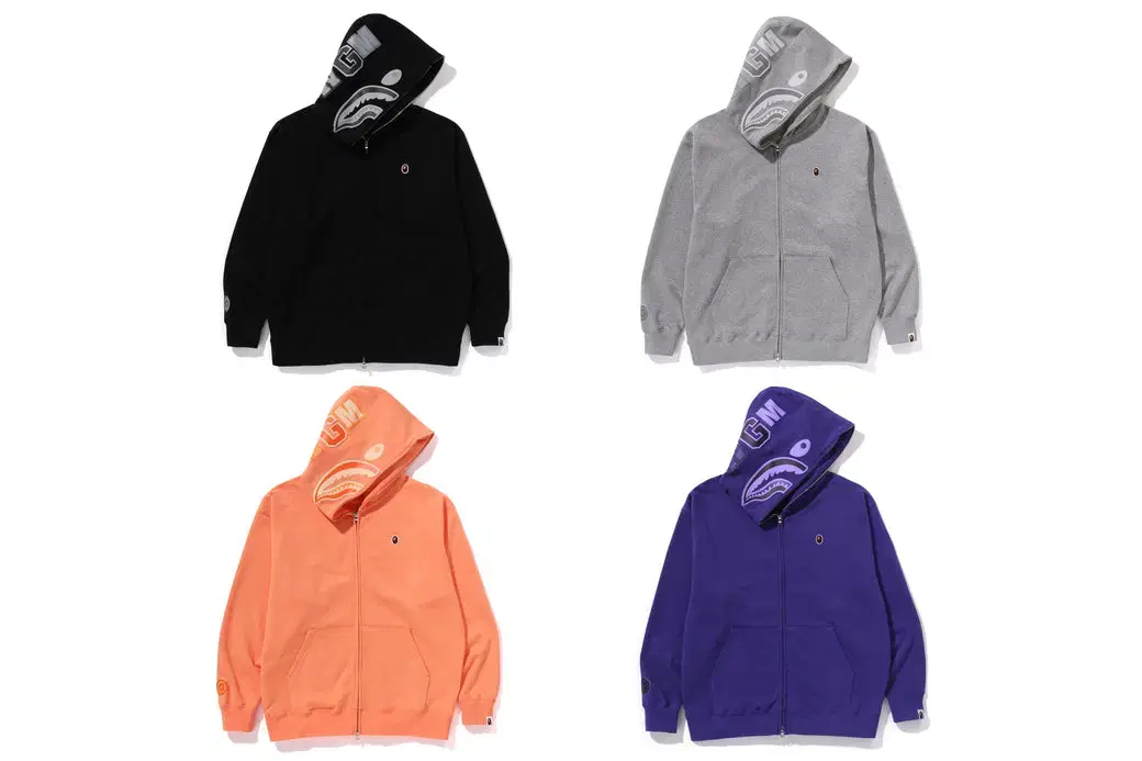 [Overseas] Vape One Point Ape Head Shark Relaxed Hooded Zip Up 24FW