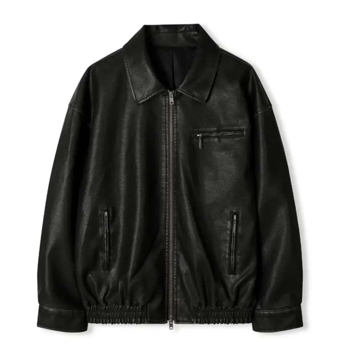 Leathery Washed Leather Overfit Bloomers Jacket