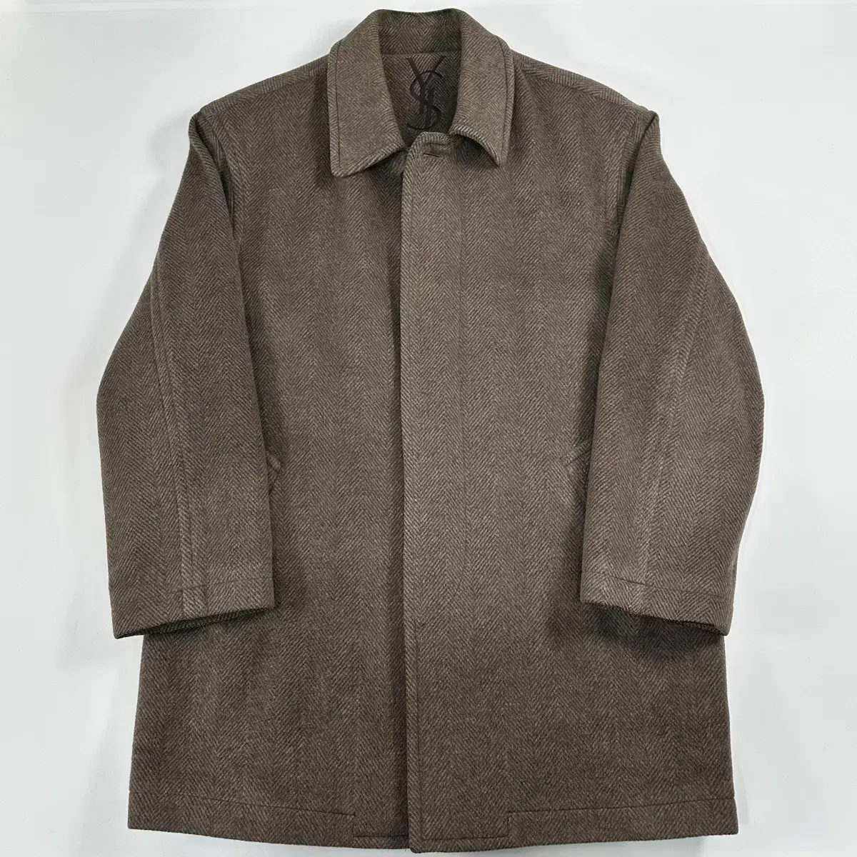 YSL Yves Saint Laurent herringbone wool vahn coat