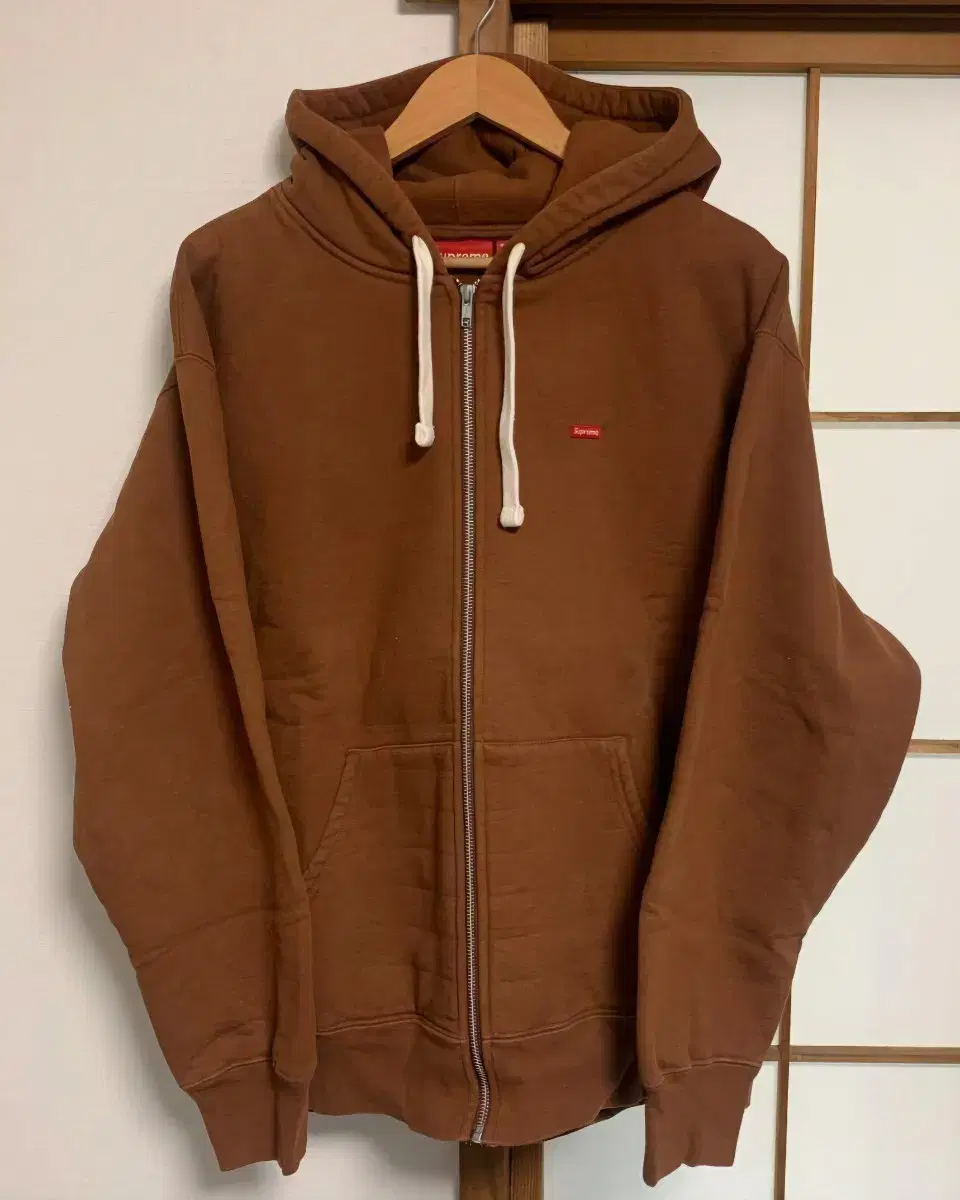 Supreme Small Box Hoodie Zip Up Brown 22FW