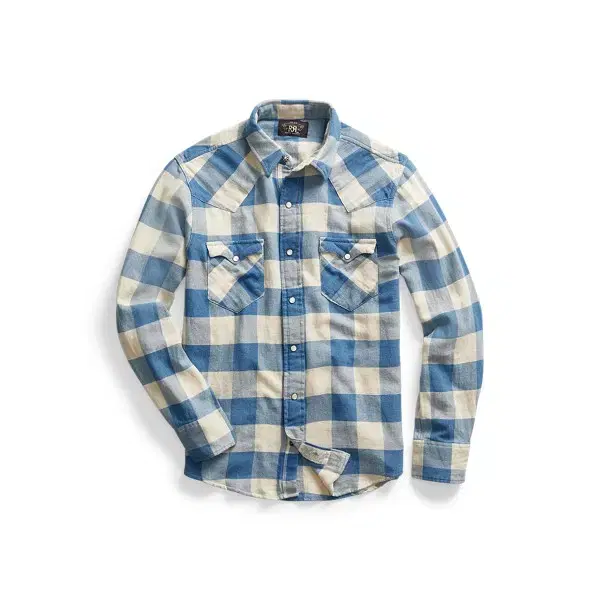 L RRL Slim Fit Plaid Twill Western Shirt