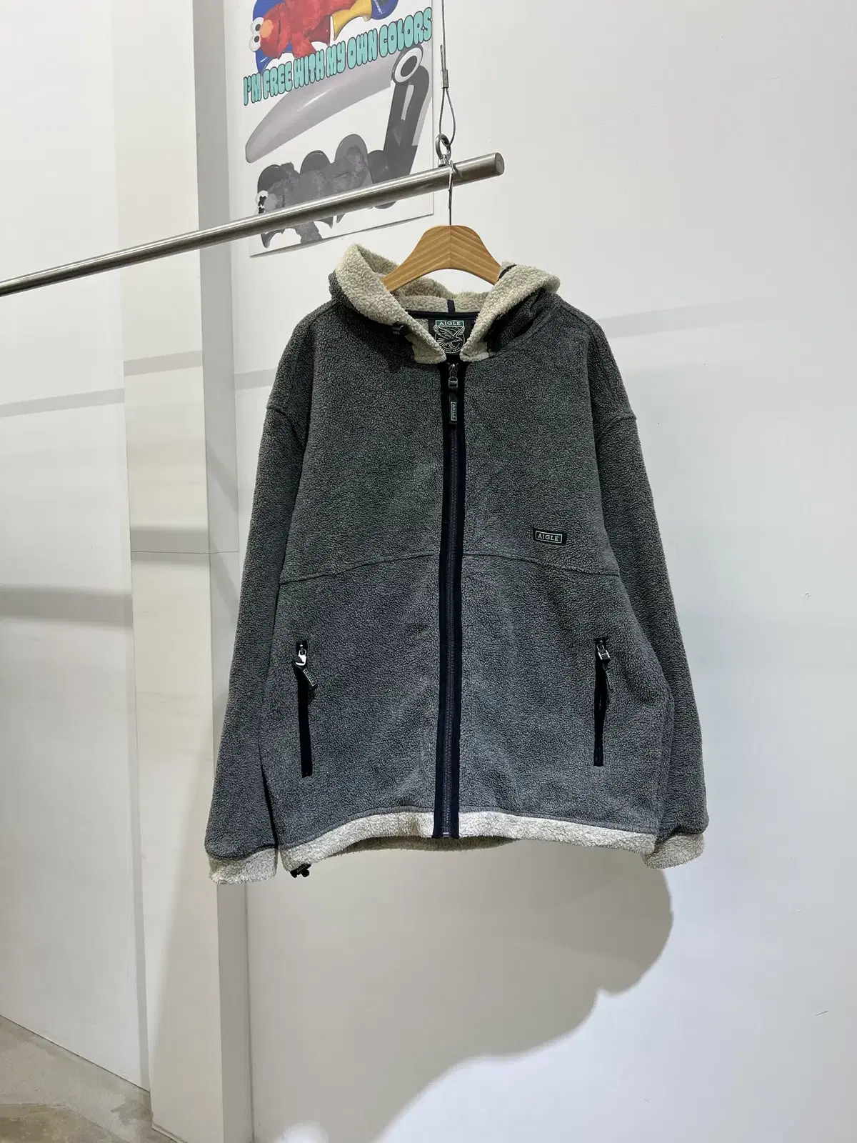 AIGLE 플리스 후드 집업 (Made in Japan)