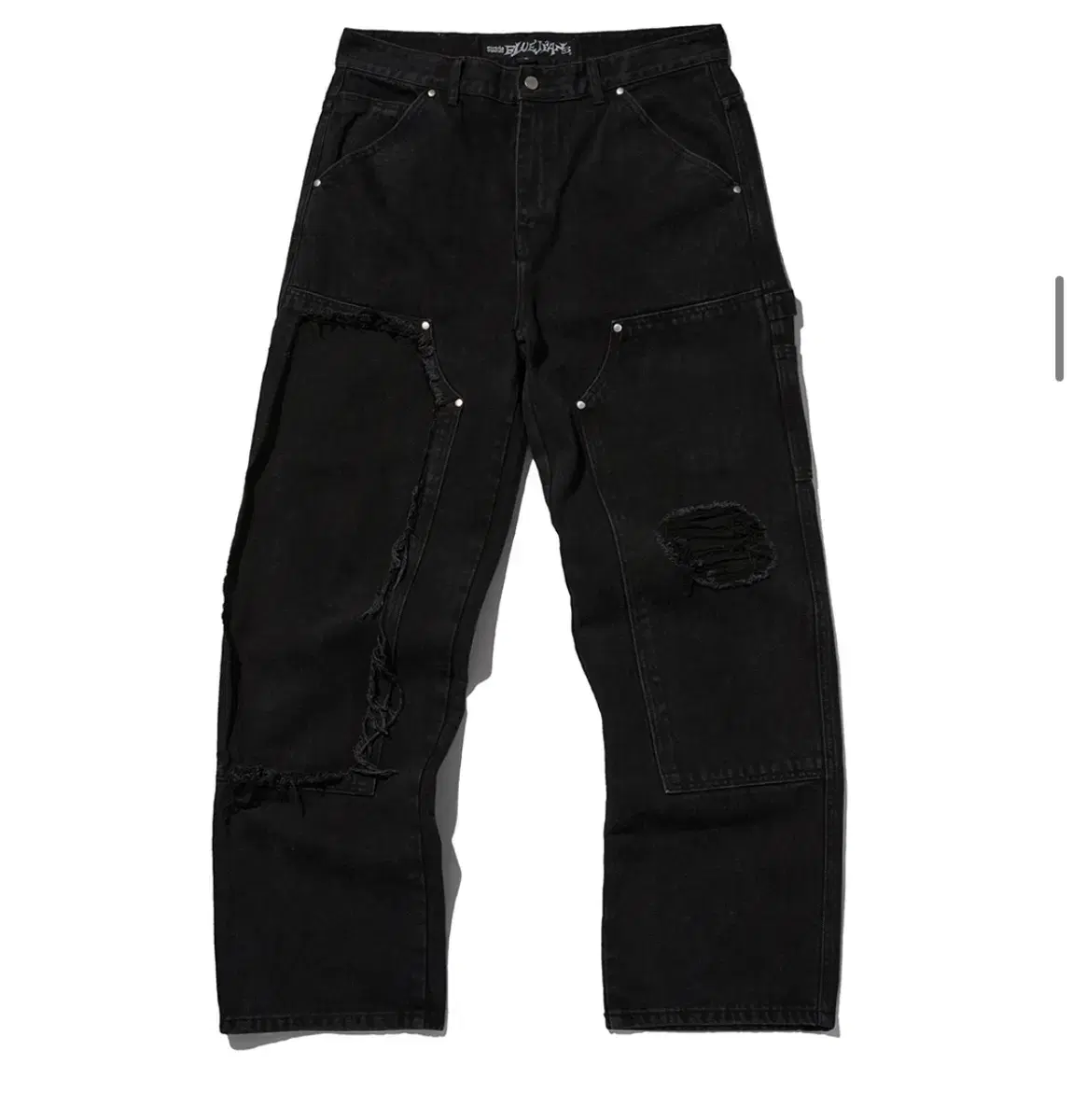 스웨이드 DAMAGED DOUBLE KNEE PANTS [BLACK]