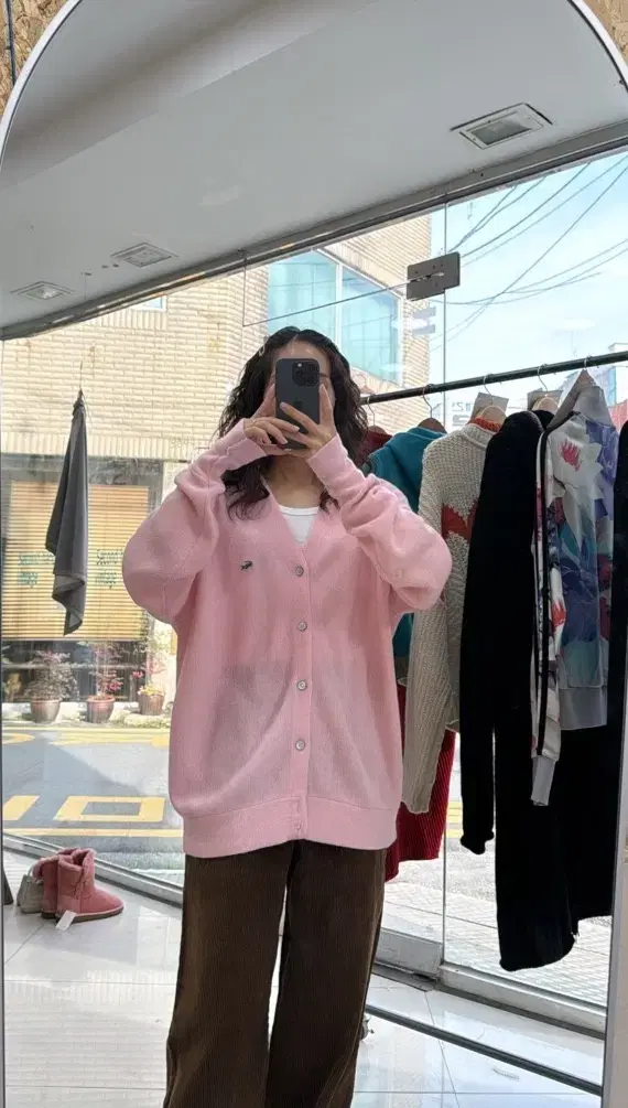 Lacoste Izod 80s pink cardigan L