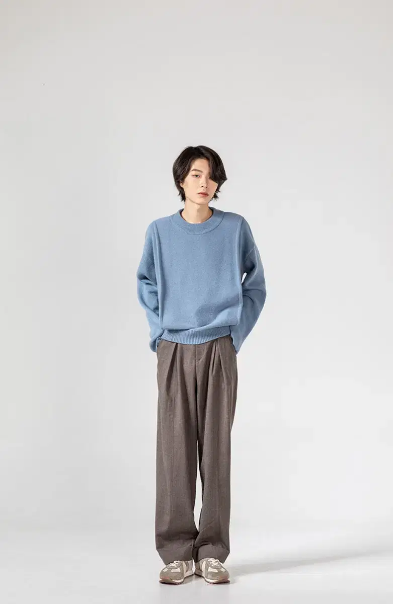 Zuu Homme Double Pleated Wide Wool Blend Trousers L