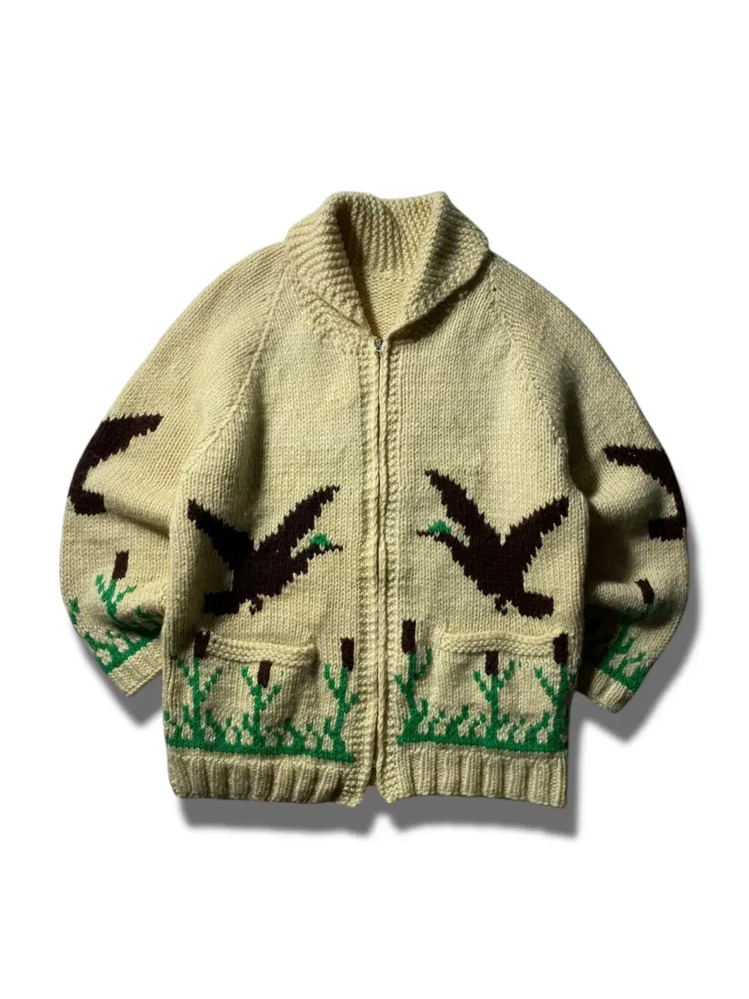 [L-XL] 8-90s Vintage Cowichan Knit Zip Up