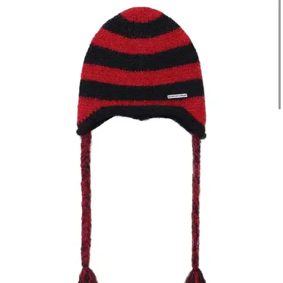 더바이닐하우스 EAR FLAP STRIPE BEANIE RED