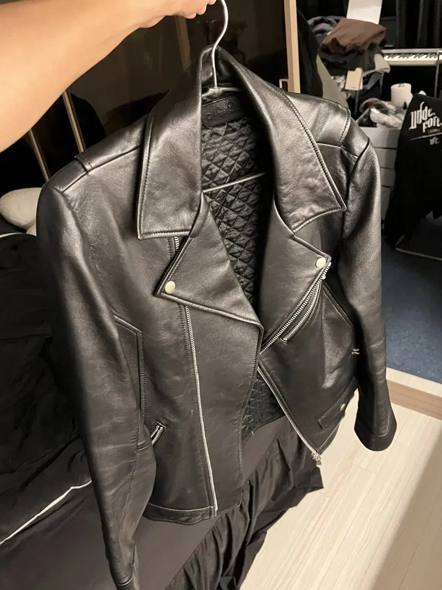 Noir L'Hermès Lambskin Leather Jacket size 46