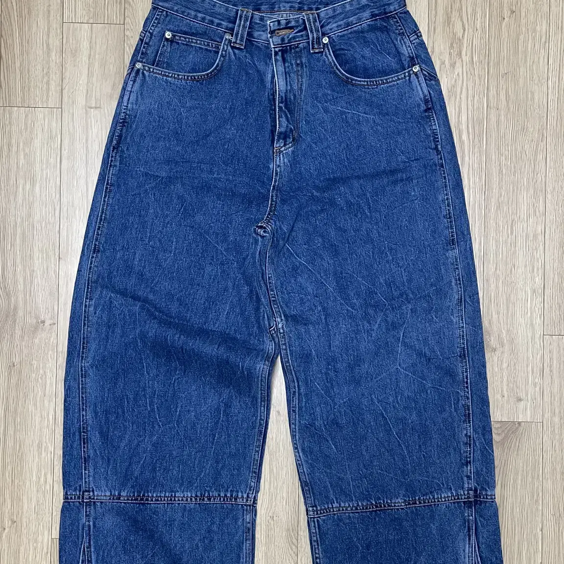 노운 maxi wide denim pants (mid blue)