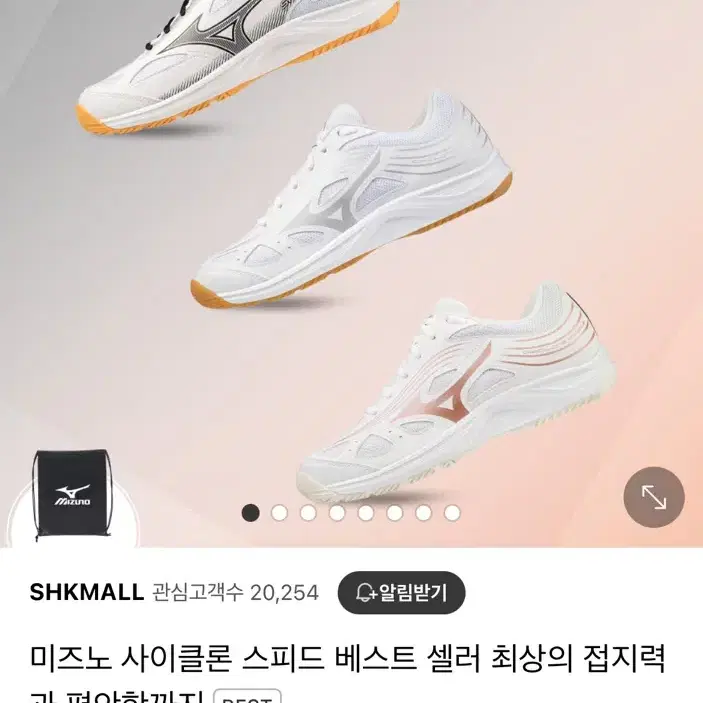 미즈노 사이클론 스피드 화이트실버 색상 235