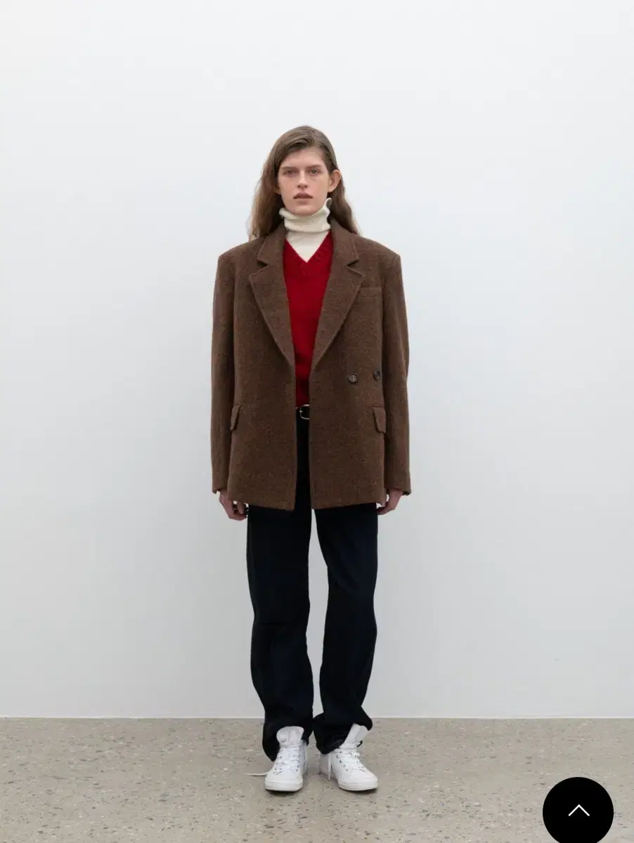 레이스 Wool wide Double jacket_brown