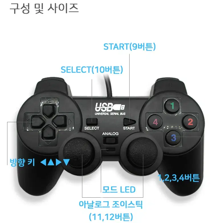 컴퓨터용 USB 조이스틱 게임패드