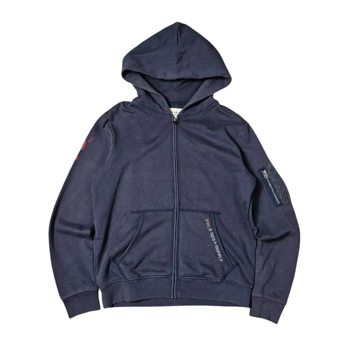 Denim & Supply Washed Navy Faded Hooded Zip Up Talon M