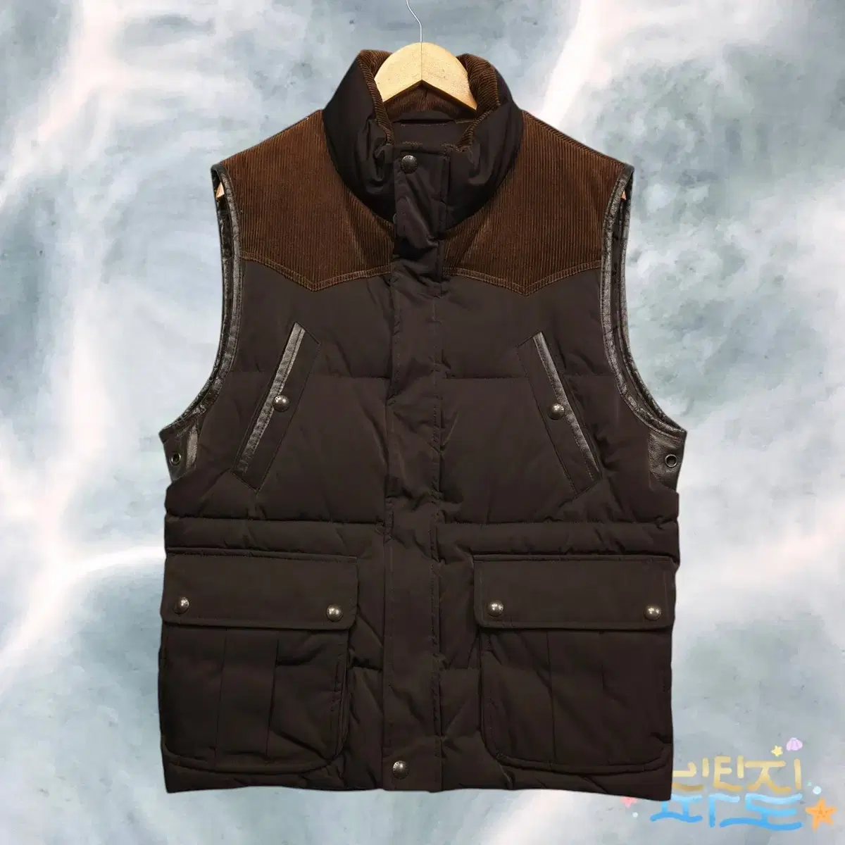 [105] OLZEN Corduroy-colored duck down puffer vest