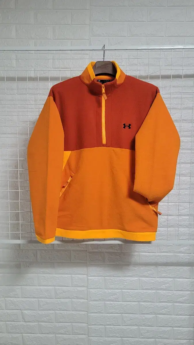 [105]Under Armour OrangexBlackLogo Fleece Hoodie Vahn Zip Jacket Keum SizeXL