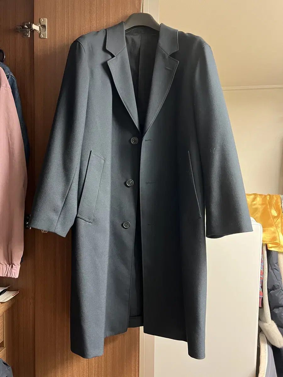 [Uniqlo U] Season 18 wool-blend Chesterfield coat in bloo, S