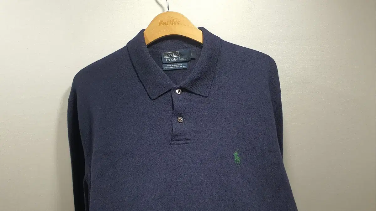 Polo Ralph Lauren Merino wool long-sleeved knit lattice size L (Width58 Length71)