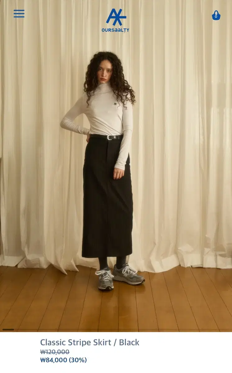 [아우어솔티] Classic Stripe Skirt / Black