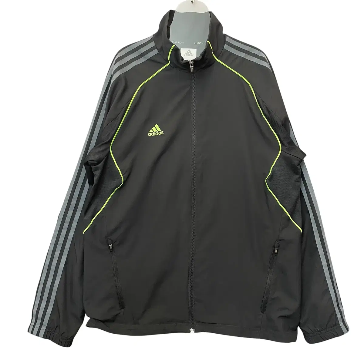 Adidas Black Gray Three-Wire Fluorescent Logo Windbreaker 105